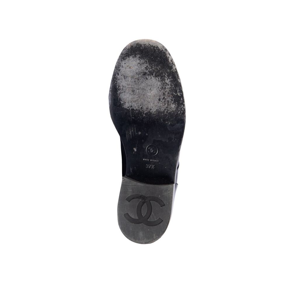 CHANEL Black Leather Lace Up CC Boots Size 37.5 - Picture 4 of 4
